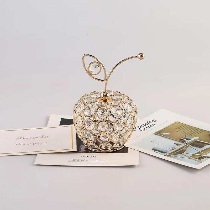 Creative Crystal Apple Ornaments Bling Rhinestone Pineapple Shape Miniatures Snow Pear Crafts Home Decoration Photography Props