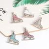 Teamer White Transparent Blue Red Crystal Ice Skates Charms Pendant for Jewelry Making DIY Winter Valentine's Day Jewelry