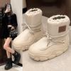 Women's Lace-Up Lightweight Chunky Sole Winter Insulated Fleece-Lined Snow Boots Slip-Resistant Casual Athletic Cotton Boots
