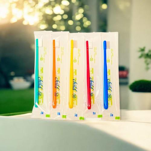 Fukuda Brush Kogyo Children's Toothbrush Set of 5 | Dental Clinic-Quality, Regular Hardness, Finishing Brush, Safe and Secure [Made In Japan]