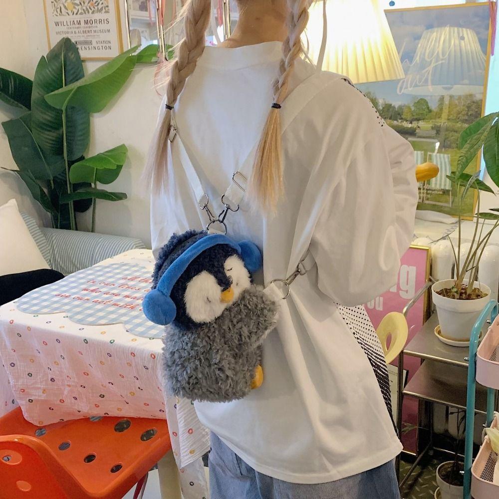 Plush Toy Penguin Crossbody Bag Dual-purpose Bag Animal Shoulder Bag Children Backpack  Girls
