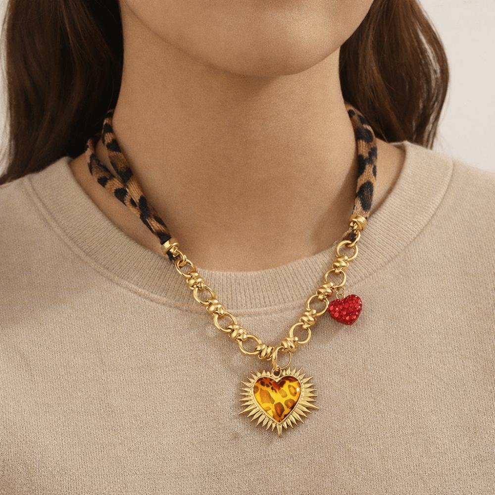 Bohemian Scarf Necklace Heart Charm Scarf Chocker Stackable Jewelry Charm Necklace  Daily