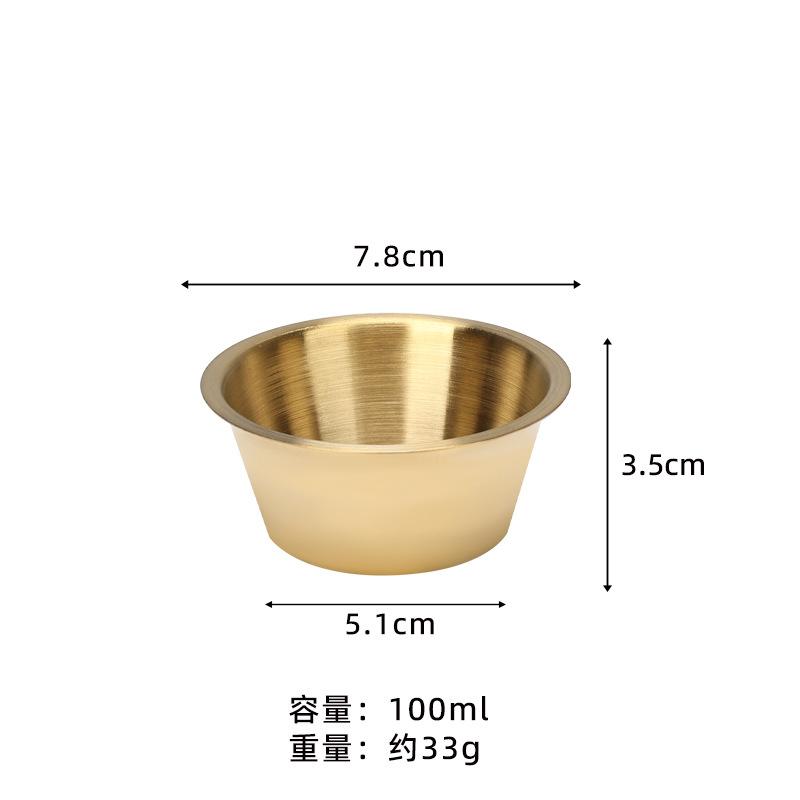 100/200/300ML 304 Stainless Steel Sauce Cup Tomato Seasoning Bowl Gold Western Steak Sauce Dish Snack Fruit Fry Food Container