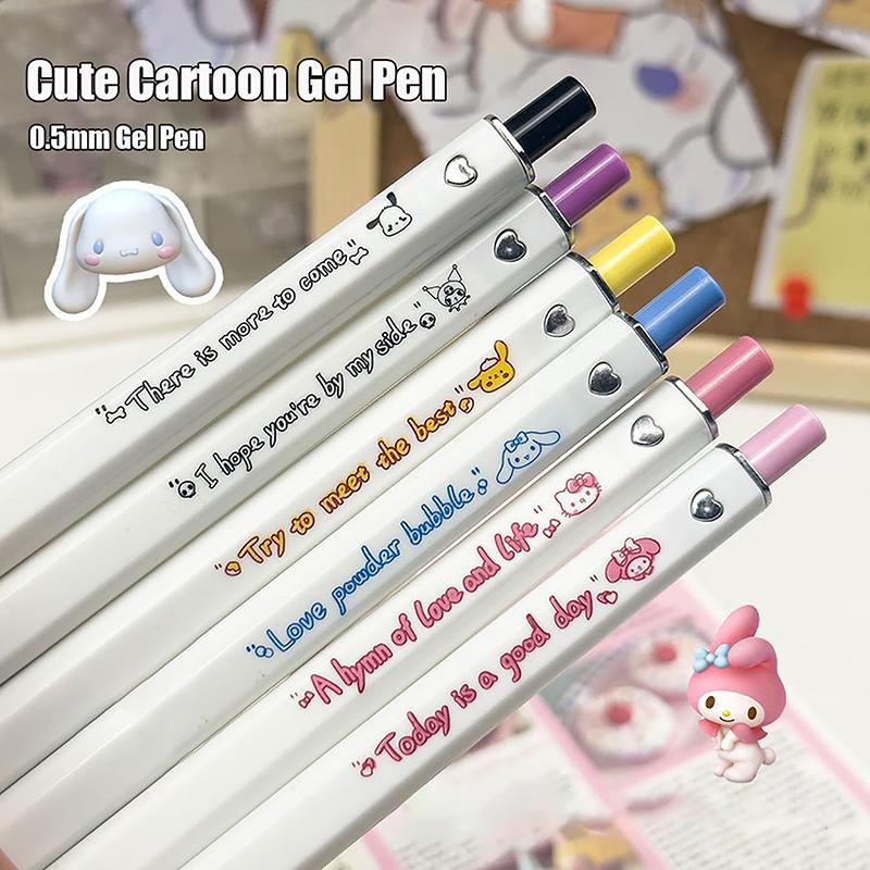 Creative Cute Cartoon Sanrio Gel Pen Kawaii Kuromi Hello Kitty Cinnamoroll 0.5Mm Writing Pens Student Stationery School Supplies