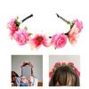 Stylish Fabric Flower Hairhoop with Leaves Birthday Party Gathering Headband Garland Hairband for Various Event