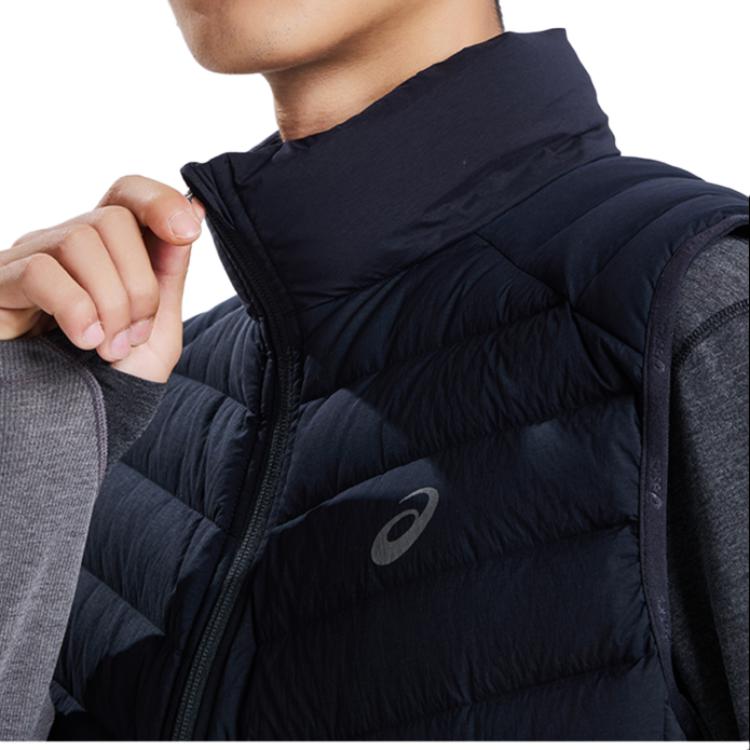 Asics Gilet chaud en duvet uni décontracté de sport d'extérieur zippé à col montant pour homme Noir 2031E441-001