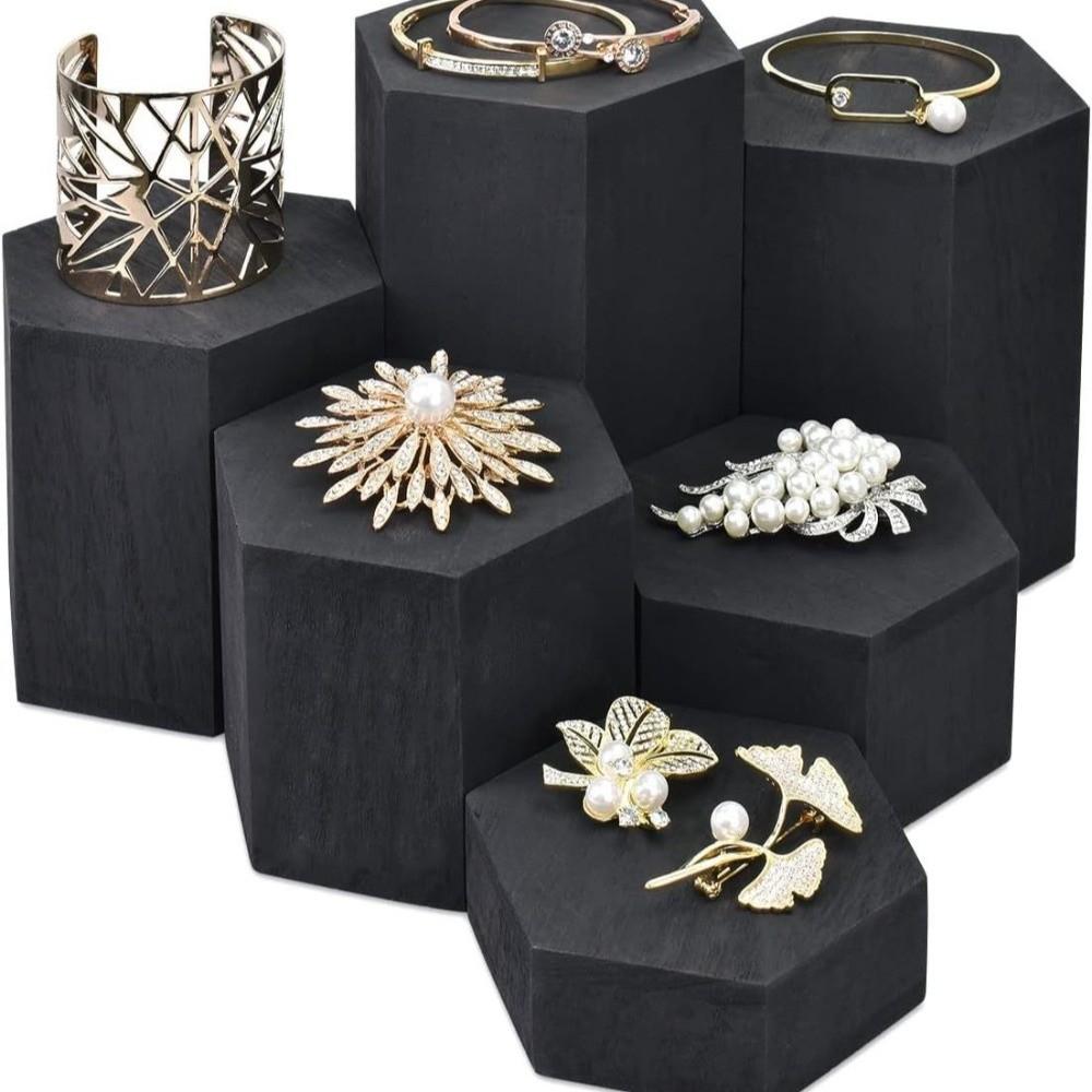 

6pcs/set Vintage Style Hexagon Display Stand Decorative Model Display Shelf Boutique чорний