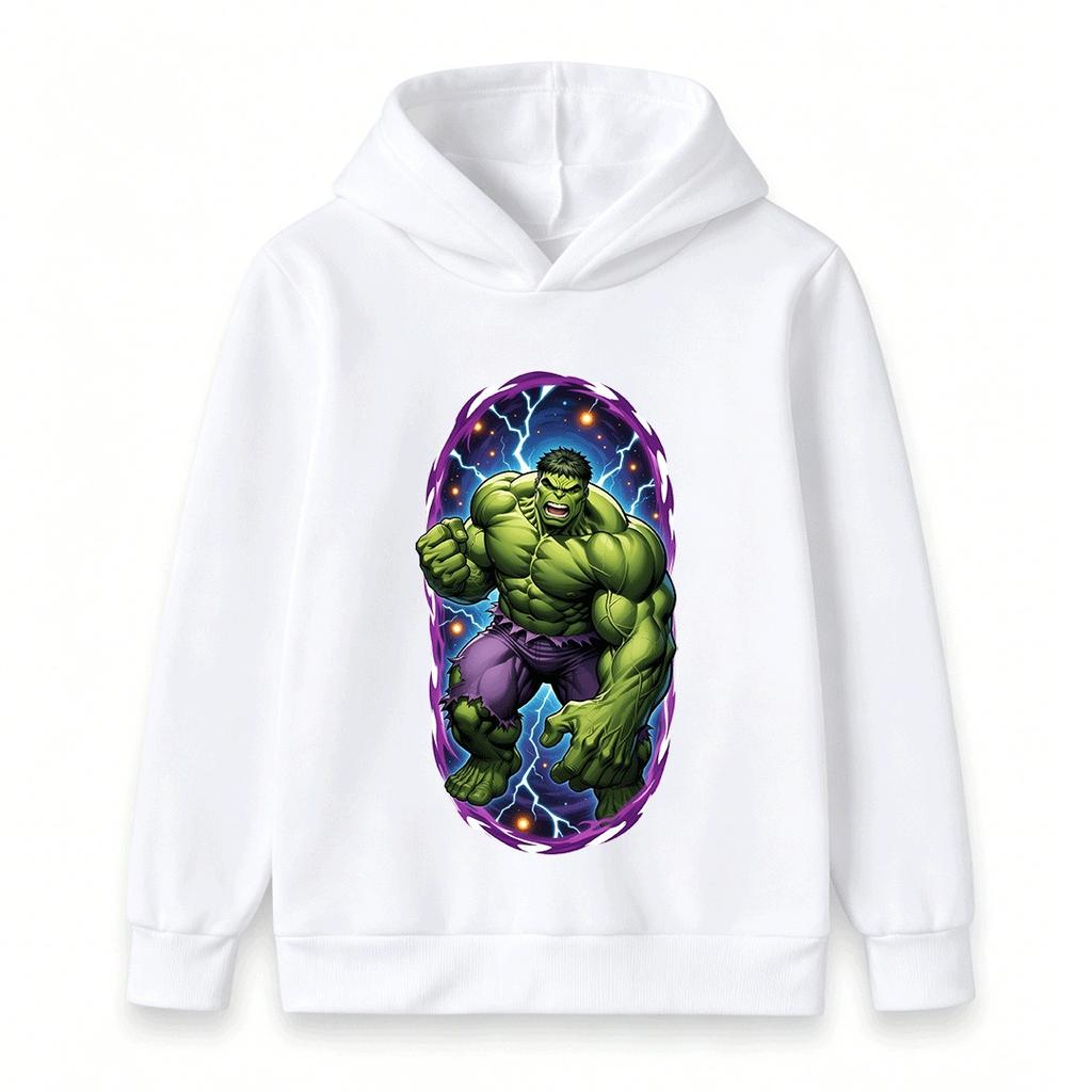 Kids Boys Girls Pullover Hoodie Super Green Hero Print Casual Soft Long Sleeve Hooded Sweatshirt for Children Daily Wear