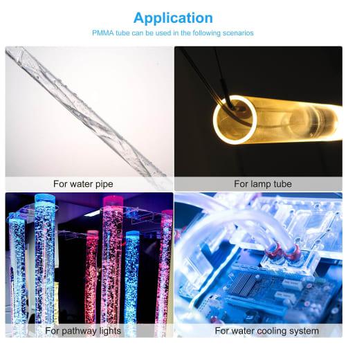 uxcell Clear Rigid Acrylic Pipe, Round Tube for Lamps and Lanterns, Water Cooling Systems, 12mm Inner Diameter, 16mm Outer Diameter, 45cm Total Length
