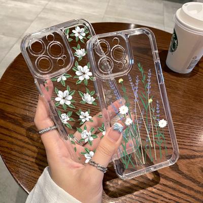 Blumendruck Silikon Handyhülle für Iphone 15 Pro Max 14 Pro 13 12 11 7 8 Plus XS Max XR X XS stoßfeste weiche klare Abdeckung