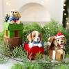 Christmas Puppy Resin Ornament Cute Puppy In Scarf Figurine Christmas Showcase Desk Home Office