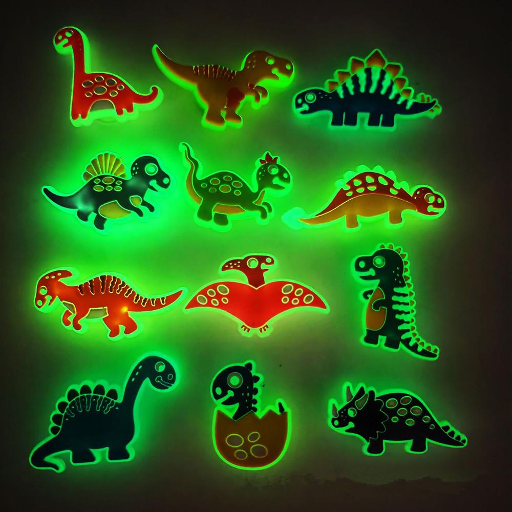 12 pcs/set luminous Dinosaur Sports Sandals Accessory Cartoon DIY Decorative Buckle Accessory Shoes Flower Slipper Color Buckle