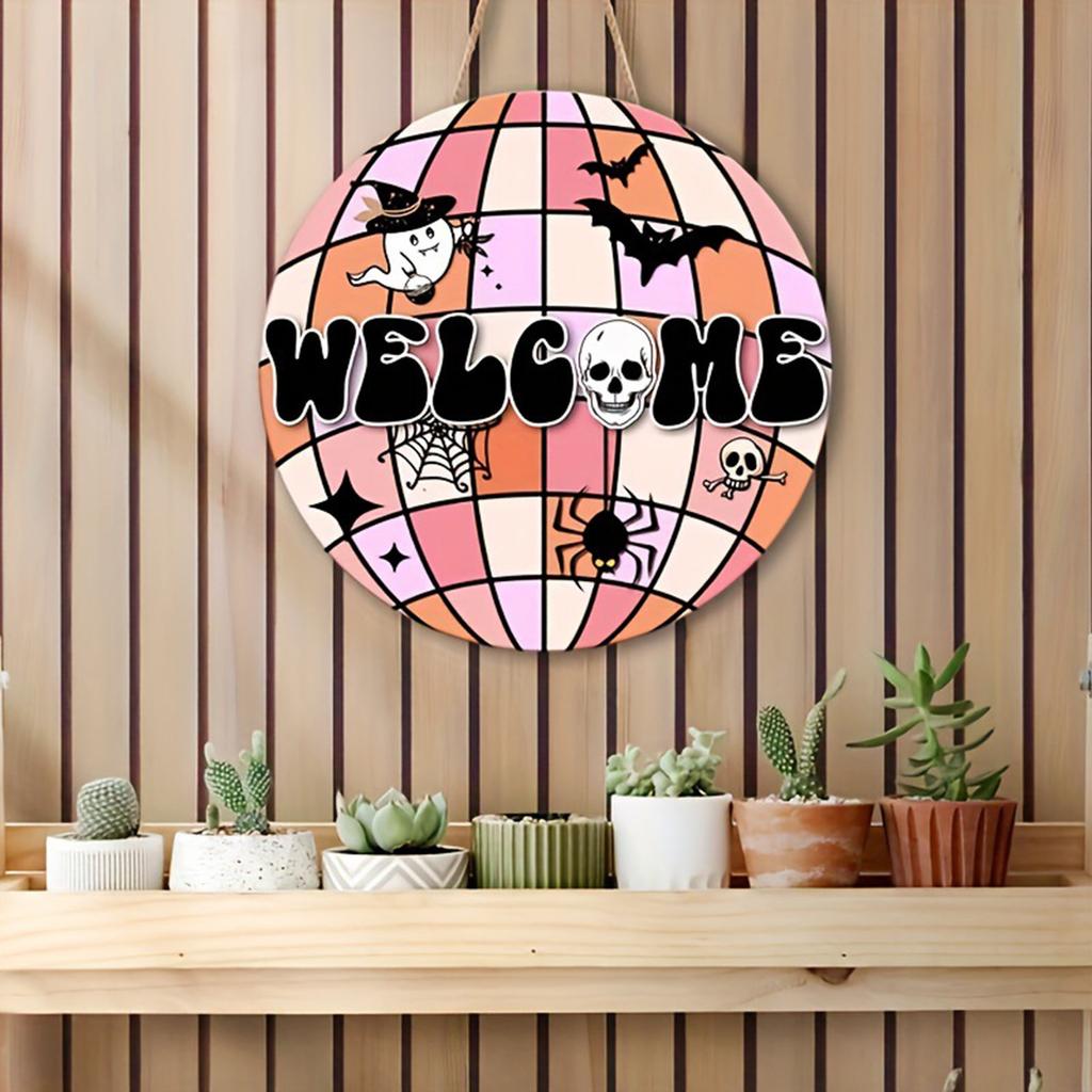 Halloween Doorplate Halloween Welcome Sign Halloween Disco Ball Sign Doorplate Horror Decoration