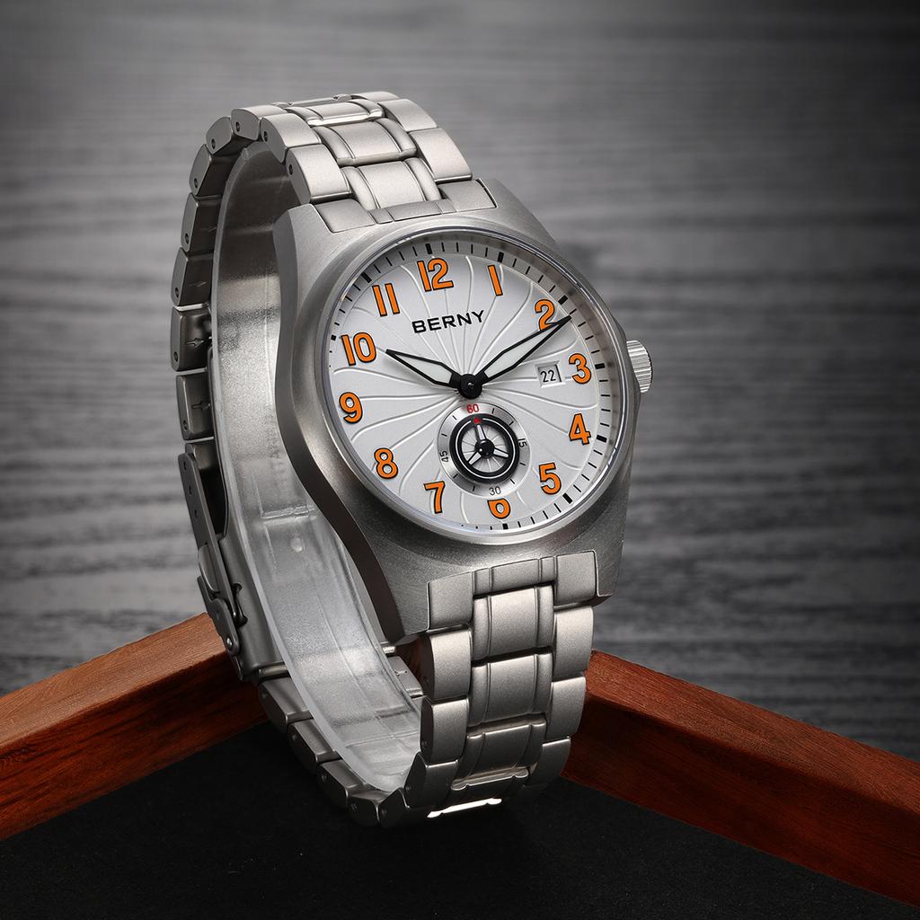 BERNY Mechanisch Herenhorloge Volledig Titanium Automatisch Polshorloge met 10ATM Waterdicht Saffier ST1731 Super Lichtgevend Herenhorloges