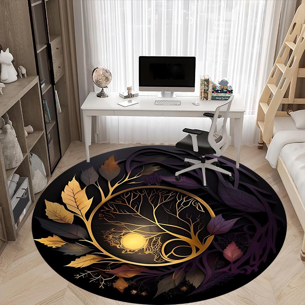 1 Stück Goldener Baum des Lebens Stuhlteppich für das Büro, Weiche bequeme Matte für Büro, Wohnzimmer, Schlafzimmer, Maschinenwaschbarer Teppich yy251112169