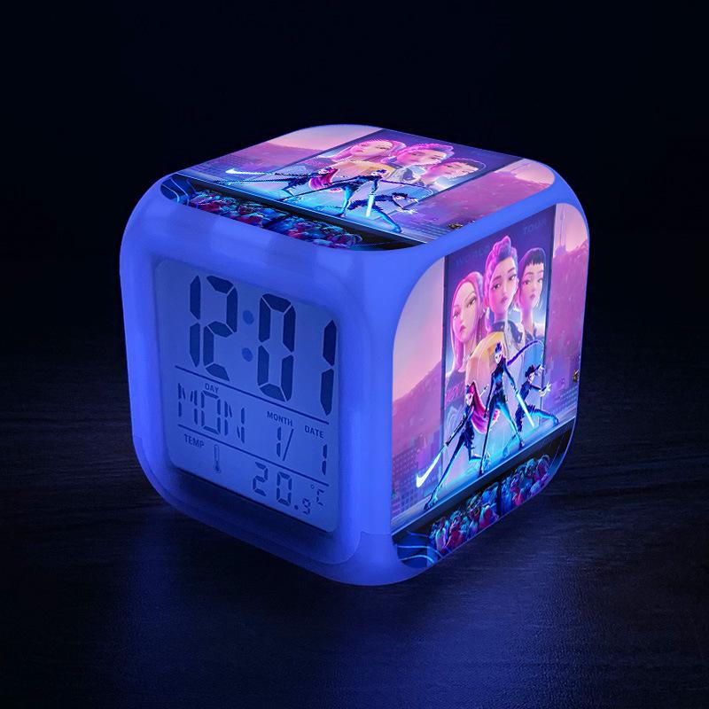 KPop Demon Hunters Cartoon Anime Rumi Mira Zoey Alarm Clock Night Light Student Fashion Personalized Bedside Electronic Clock