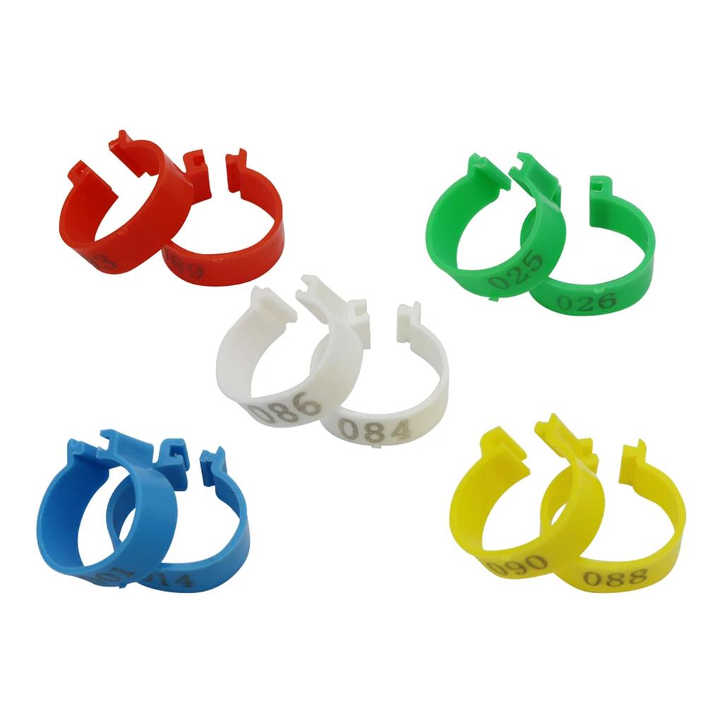1Pack/100Pcs Inner Diameter 2.5cm Poultry Clip-type Foot Ring NO.001-100 Chicken Duck Goose Pigeon Label Buckle Poultry Supplies
