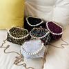 Spring new dinner bag clip sequin bag pearl chain women's bag oblique span shoulder bag shell bag
