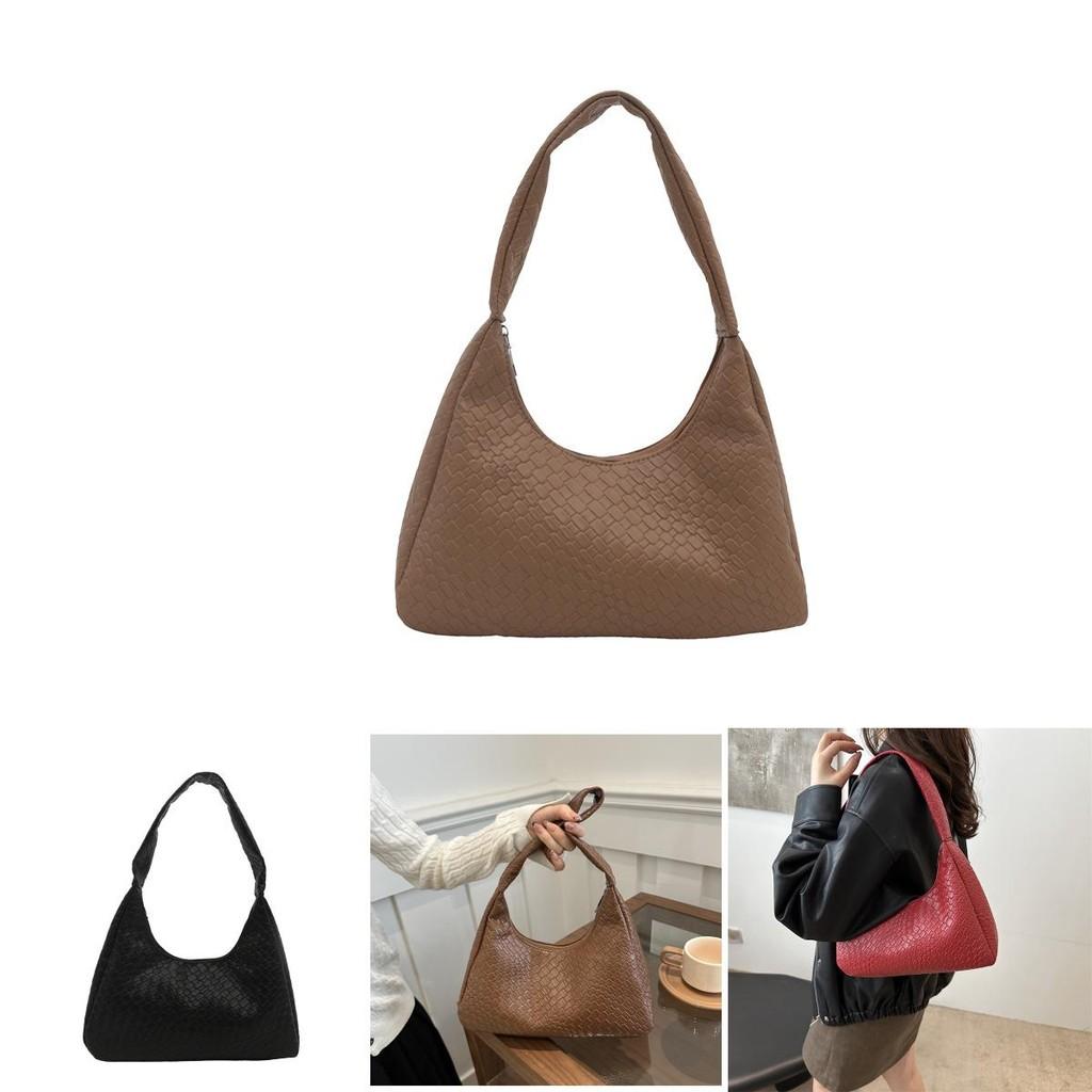 Versatile Woven Diamond Pattern Womens Shoulder Bag Chic And Spacious Ideal For Everyday Use