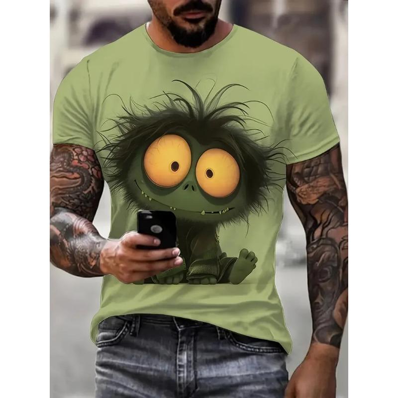 

Летние мужские футболки с круглым вырезом, 3D-принтом, забавным мультяшным животным, модные, повседневные, с коротким рукавом XL