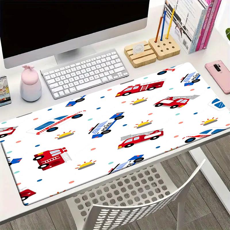 fire trucks police cars Theme Mouse Pad, Non Slip Rubber Base, Multifunctional Office & Home Decor, Perfect for Workspace Personalization.