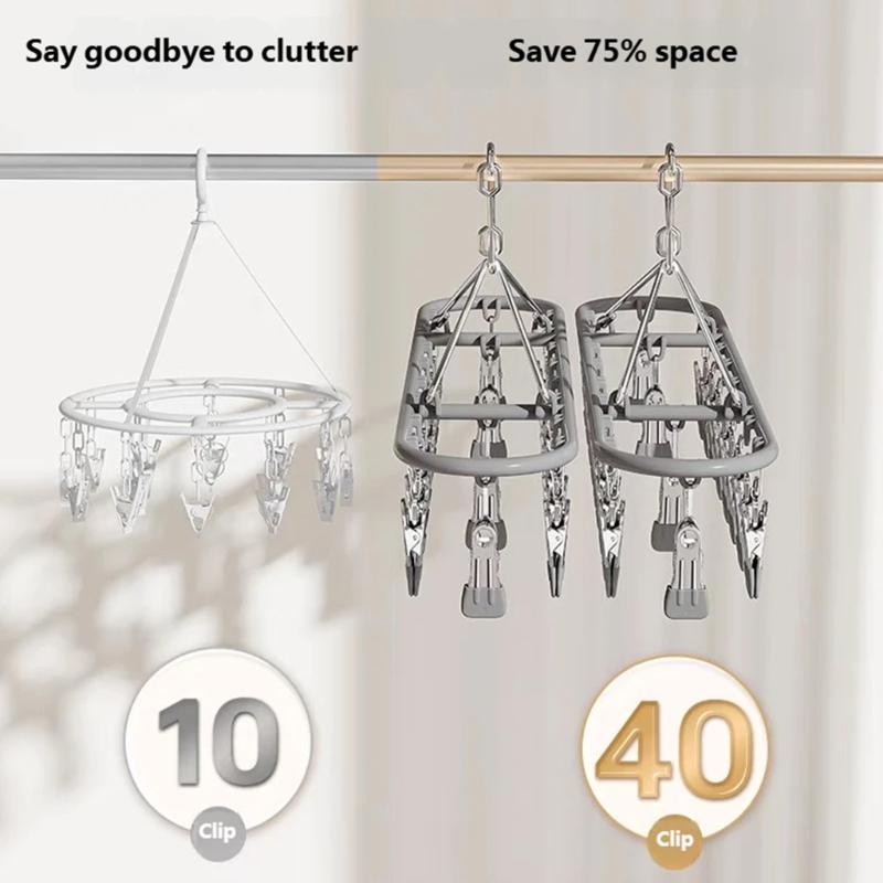 Garment Hanger With Windproof Clip Stainless Steel Sock Dryer For Home Camping Accessory