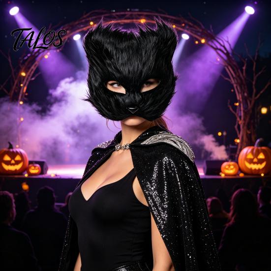 Prodyšná Halloweenská obličejová maska Dlouhá srst Bílá liška Polomaska, Maškarní Cosplay Elegantní víla pro Focení ve starém stylu Párty Vystoupení Jemná