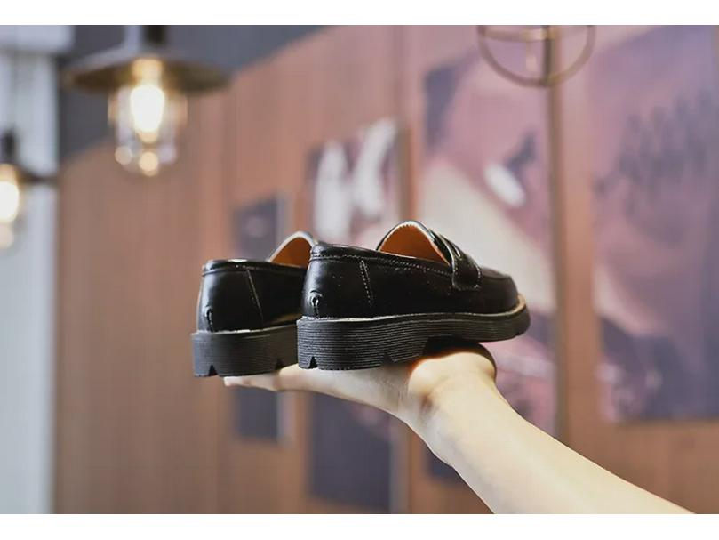 2022 Spring British Style Kids' Non-Slip Loafers - Thick-Soled Leather Shoes for Boys and Girls