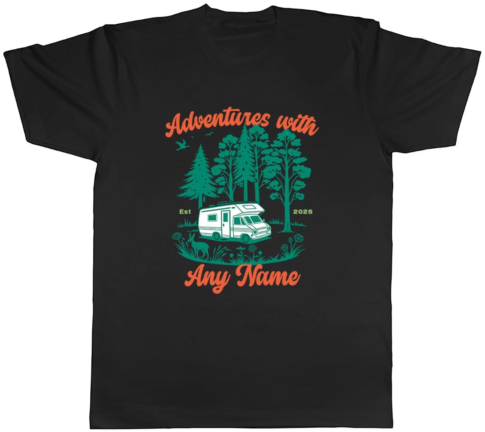 Personalised Caravan Adventures with Any Name Mens T-Shirt Tee Gift Top XXXXL