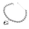 Chunky Heart Pendant Collar Necklace Thick Bold Ball Necklace for Party Anniversary Daily Wear Silver