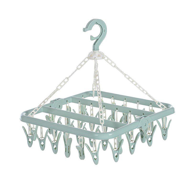 

Прищепки 32 Вешалка Пластиковая Складная Носки Нижнее белье Бюстгальтер Трусики Подвешивание зелёный