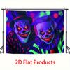 VIKAMA Neon Dark Clown Tapestry Glowing RedEye Spooky Design Wall Hanging for Halloween Bedroom Gothic Decor
