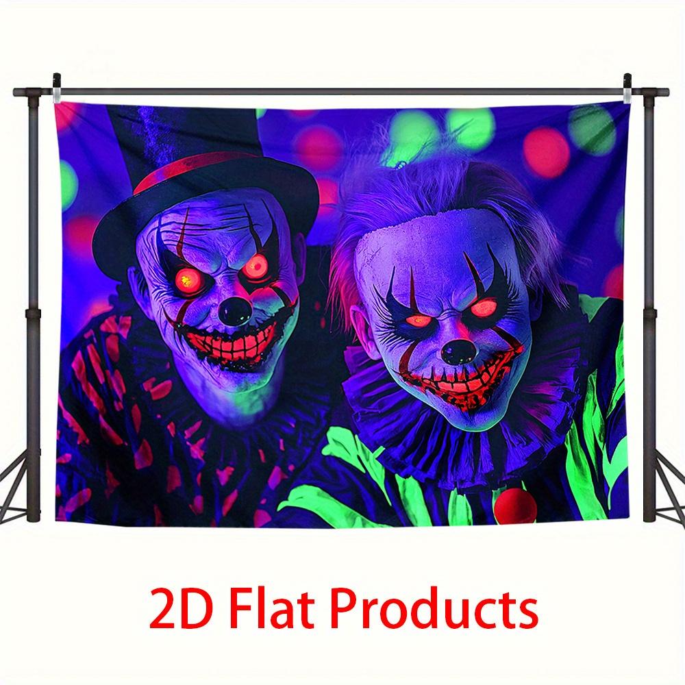 VIKAMA Neon Dark Clown Tapestry Glowing RedEye Spooky Design Wall Hanging for Halloween Bedroom Gothic Decor