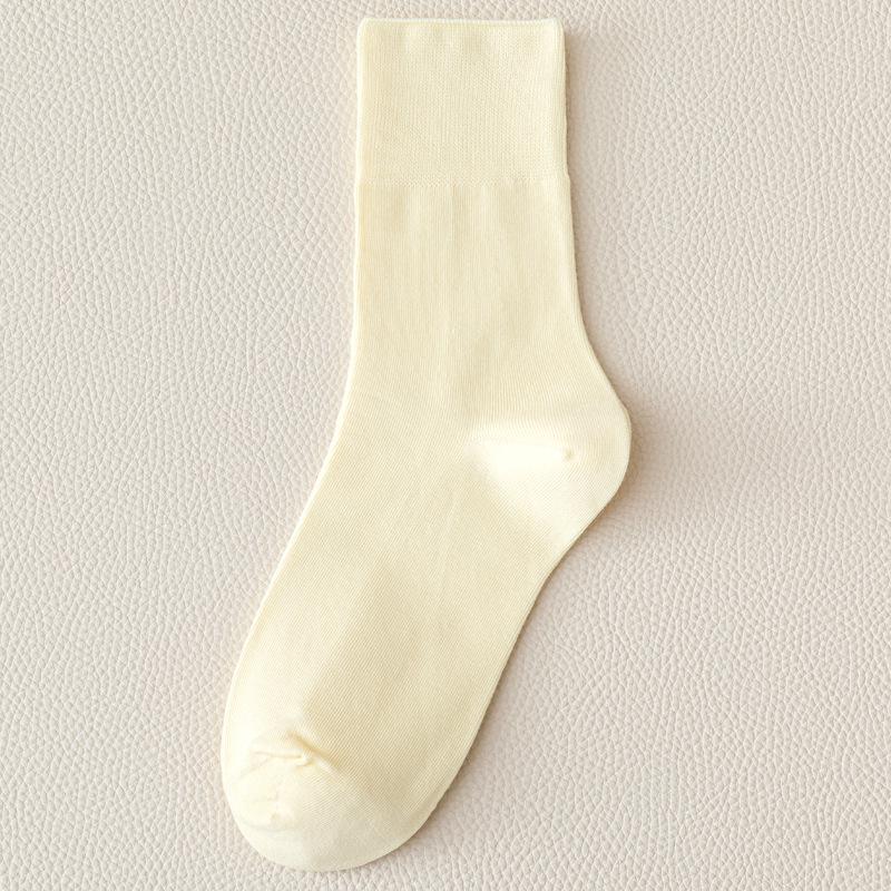 Women's Postpartum Mid-Calf Cotton Socks - Summer Style, Solid Color, Loose Cuff, Plus Size, Spring/Autumn/Summer.