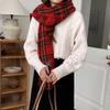 Cheese Shop ~ Red Plaid Scarf Women'S Winter Retro Net Red Check Warm Knit Scarf Wind