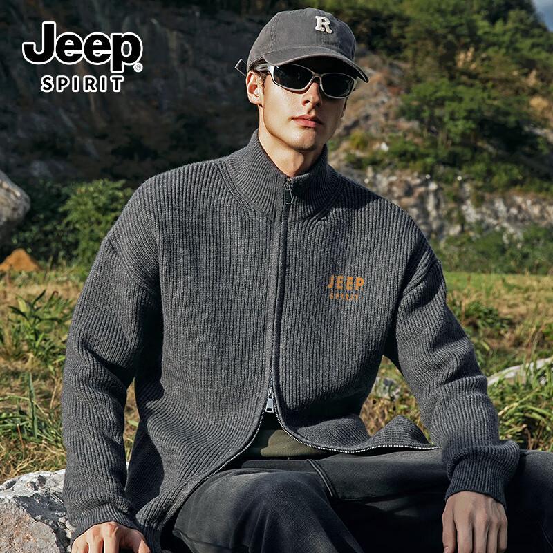 

JEEP SPIRIT Men s Heavyweight Stand Collar Knit Cardigan 3XL
