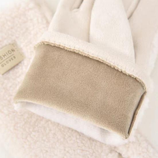 Damen Winter Wildlederhandschuhe Warme Fuzzy Touchscreen-Handschuhe Einfarbig Winddicht Plüschgefütterte Handschuhe zum Fahren Pendeln Einkaufen