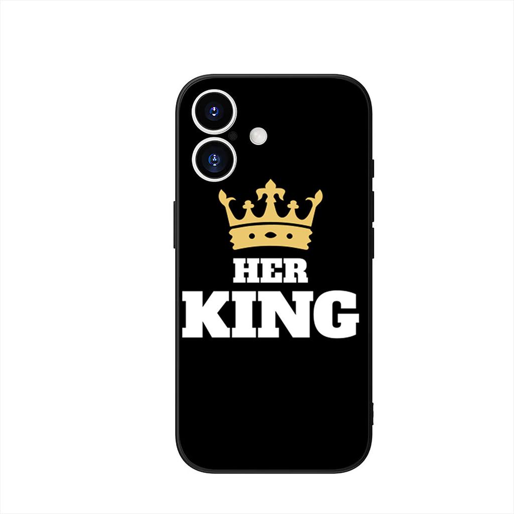 Cartoon König Königin Paar Liebhaber Handyhülle Case für Apple iPhone 16 15 14 Plus 13 12 Mini 17 Pro Max + 16E Air 16+ ProMax
