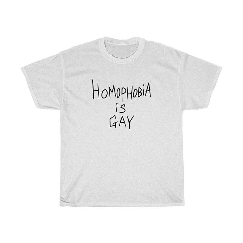 Homophobia Is Gay T Shirts Streetwear Pride Lgbt Tee Shirt Summer Casual Short Sleve Letter Print Tshirt Womens Clothing Unisex