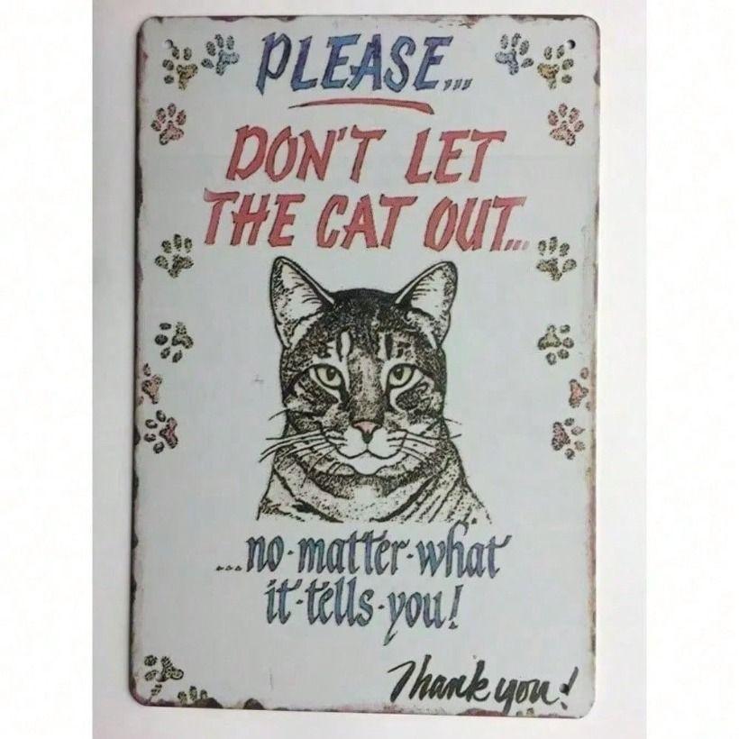 

Metal Poster Wall Art, No Cat Escape Funny Sign, Kitchen Room Home Decor, Halloween Gift