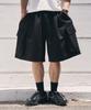 Beokeuldaun Comfort Big Pocket One-Pleat Wide Bermuda Cargo Sweatpants (Black)