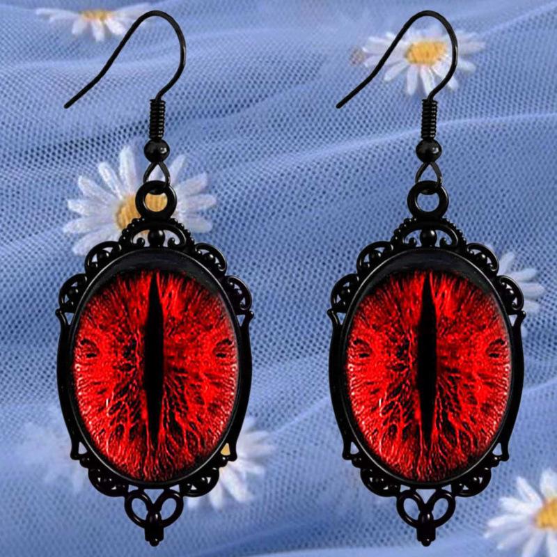 Gothic Crow on Skull Cross Earrings - Halloween Gift