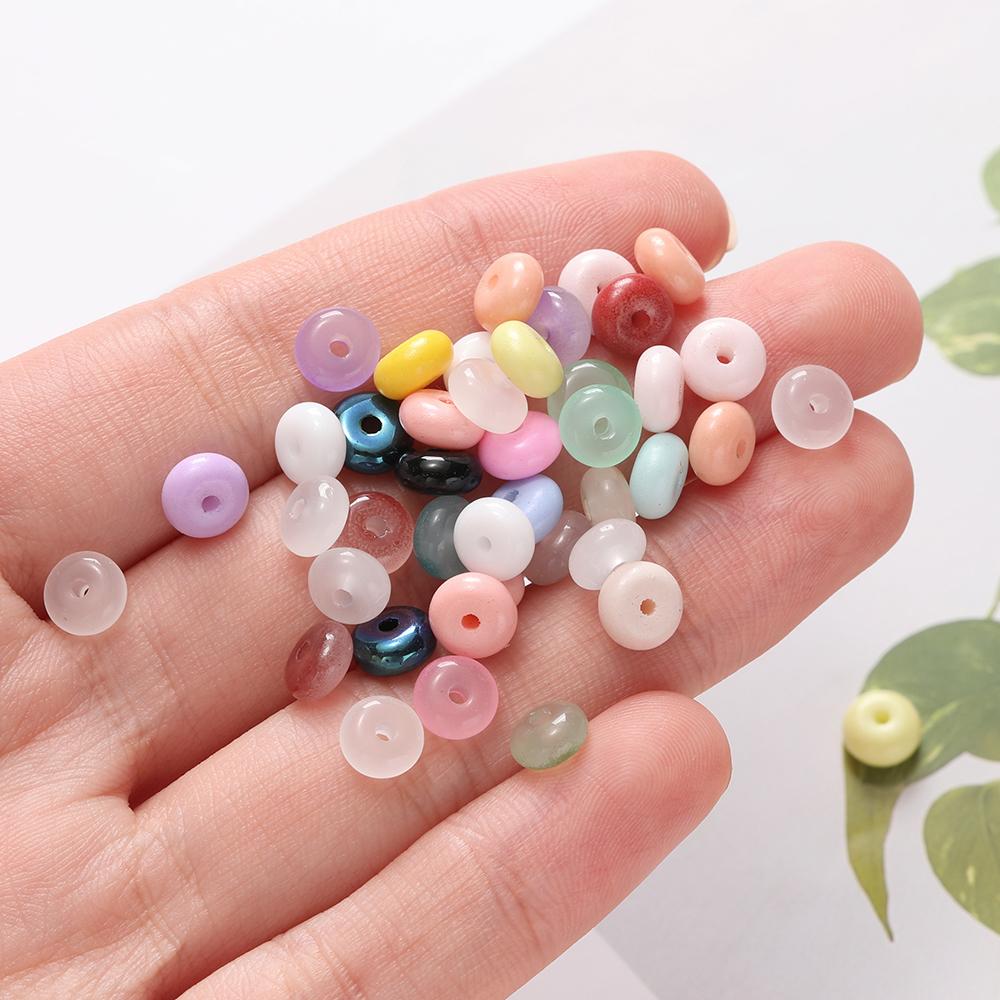 100pcs/lot Glass Imitation Jade Beads Flat Round Spacer Beads Mixed Bead for DIY Necklaces Bracelets Jewelry Making Accessories