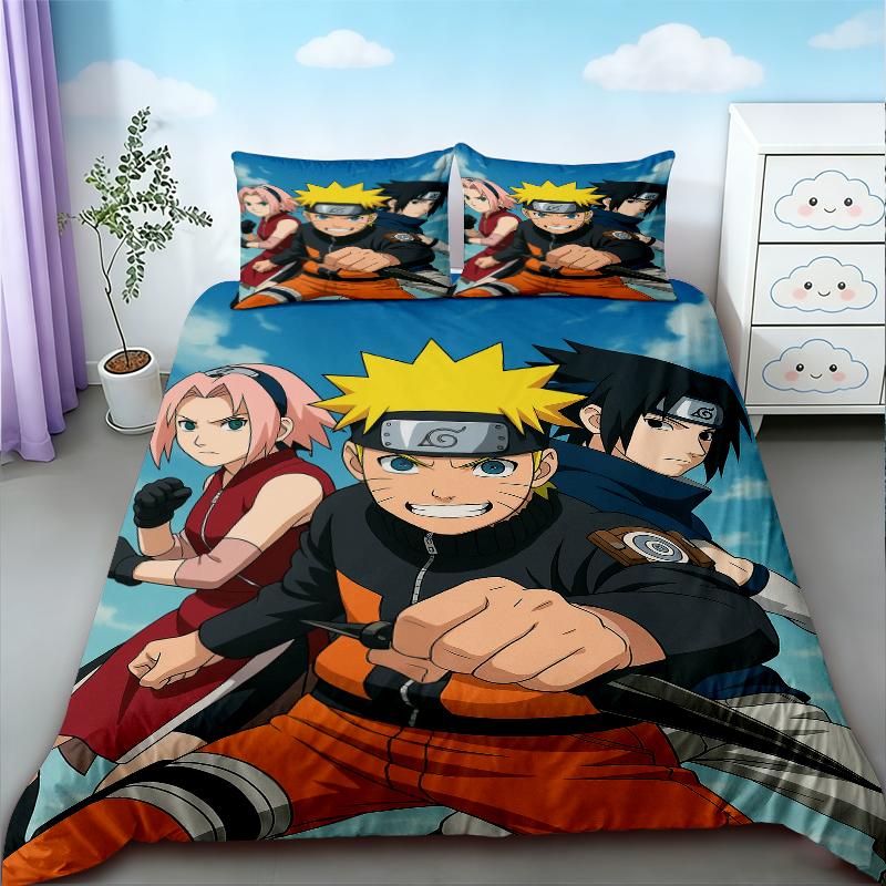 Duvet Cover Naruto Set Anime Print Pillowcase Quilt Cover Bedding Bag Set Queen King Size Digital Printing Kids Best Gifts