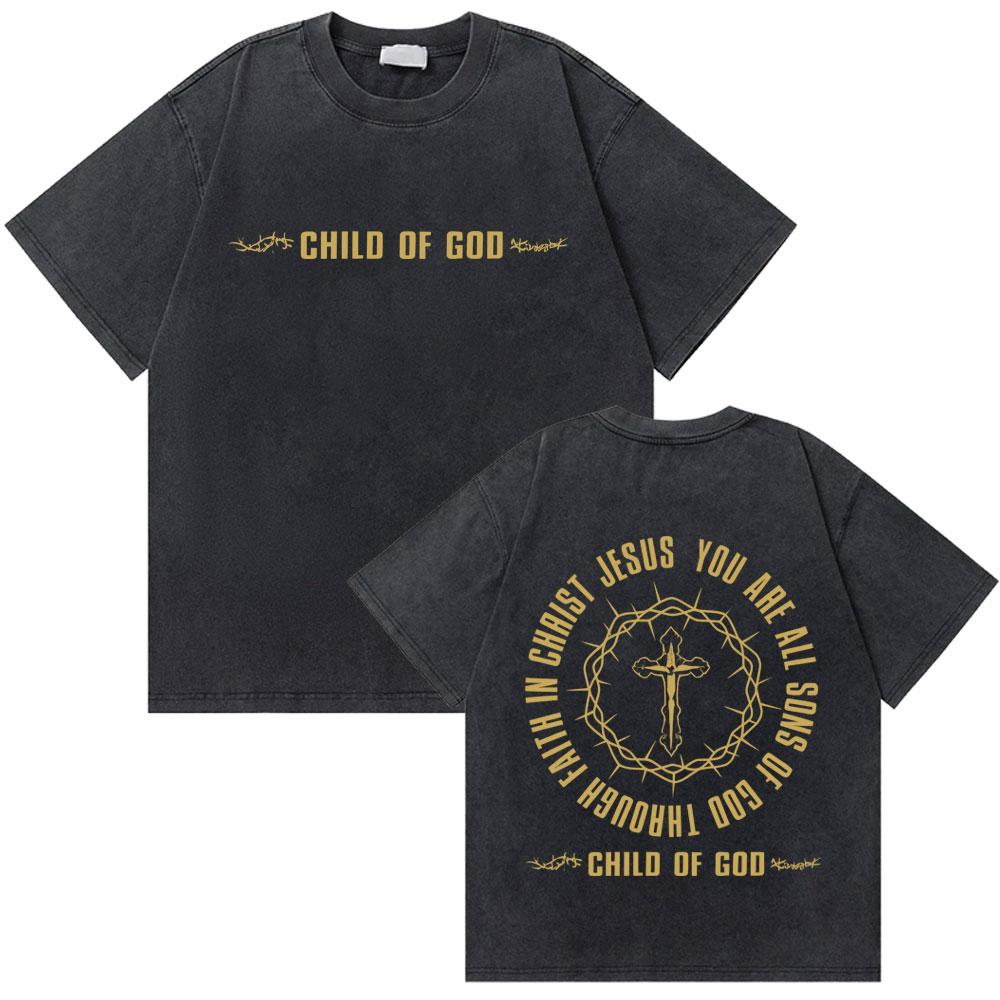 Gewaschenes Vintage Christian Jesus Grafik T-Shirt für Herren Hohe Qualität Baumwolle T-Shirts Herren Hip Hop Gothic Oversized T-Shirt Streetwear