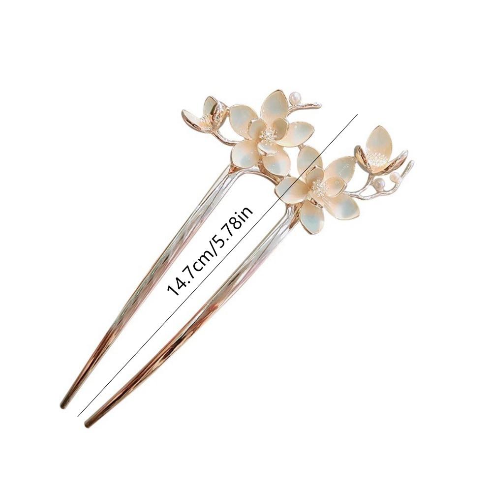 1pc Fashion U Shaped Flower Hair Sticks Forks Women Hair Bun Maker Jewelry Vintage Girls Flower Hairpins Clip Accessories