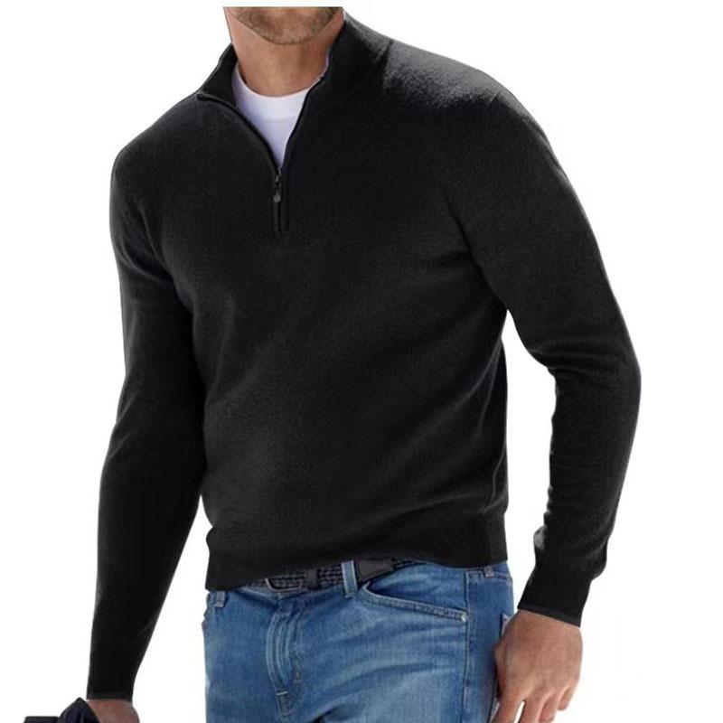 Cardigan de algodão de inverno para homens, suéter masculino de qualidade, suéter de malha com gola virada para baixo da moda para homens