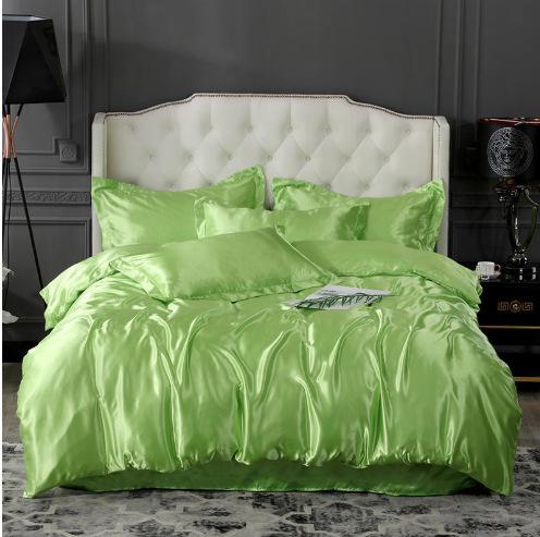 Solid Color Simulated Silk Bedding European And American Single Sheet Quilt Cover Pillowcase Four-Piece Set