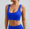 Women’s Ribbed Seamless Sports Bra Scoop Neck Wireless Stretchy Fitness Crop Top for Yoga Pilates Gym Workout