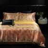 Luxury High-end Silk Leopard Print Bedding Set Soft Silk Satin Queen King Duvet Cover Sheet or Fitted Sheet Combination Set Gift